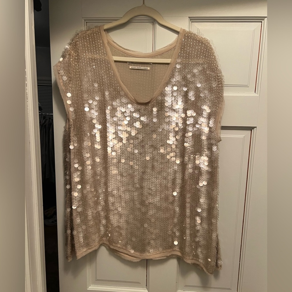 All Saints Spitalfiels Sequin V-Neck Top WORN ONCE